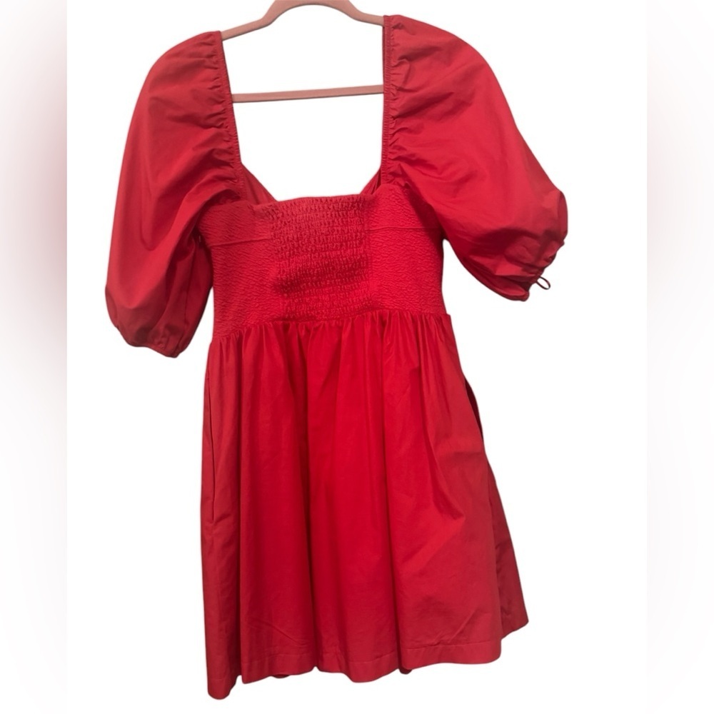 Maeve Red Puff Sleeve Mini Dress - Picture 10 of 12